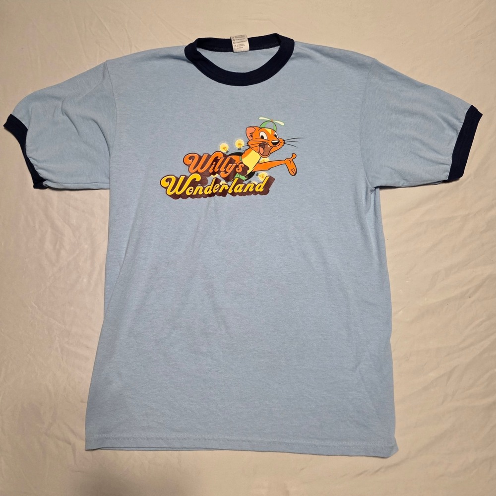 Willy's Wonderland Ringer T Shirt Nicolas Cage Movie Replica Adult Medium - Picture 1 of 4